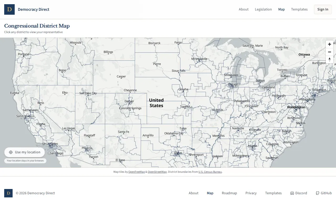 Interactive congressional district map